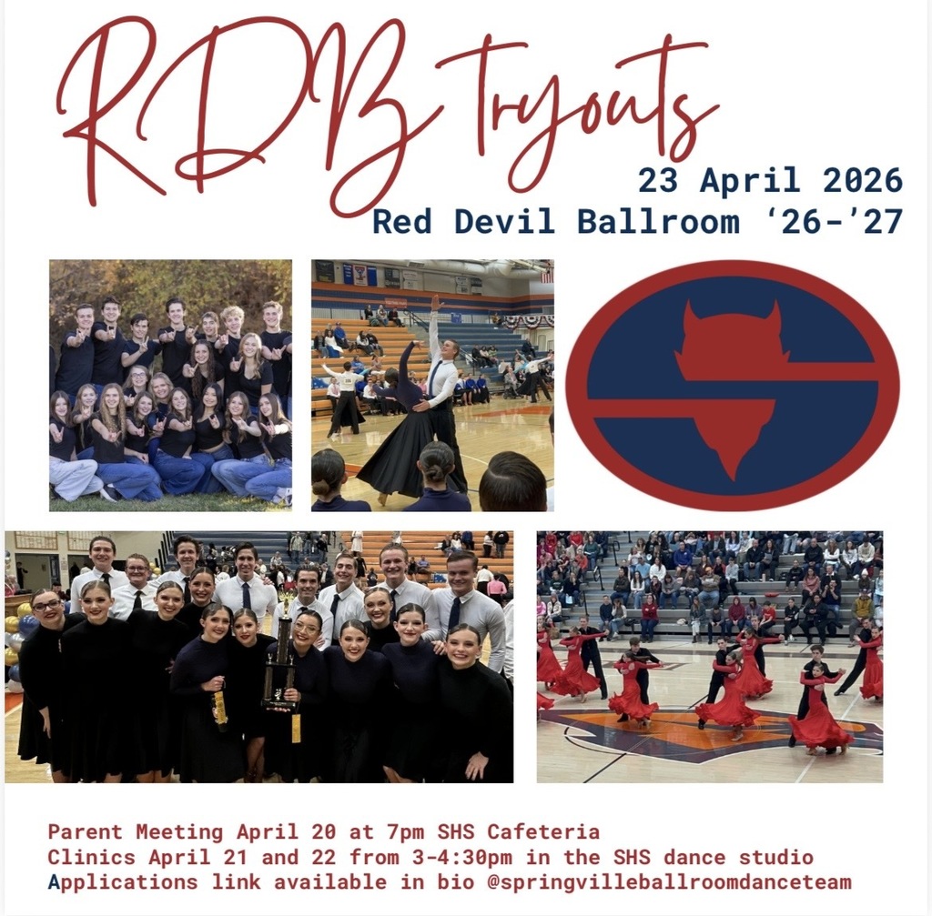 Ballroom tryouts parent meeting April 20 at 7pm SHS Cafeteria.