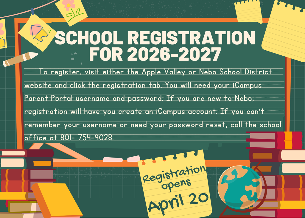 School registration for 26/27 school year opens on Monday April 20