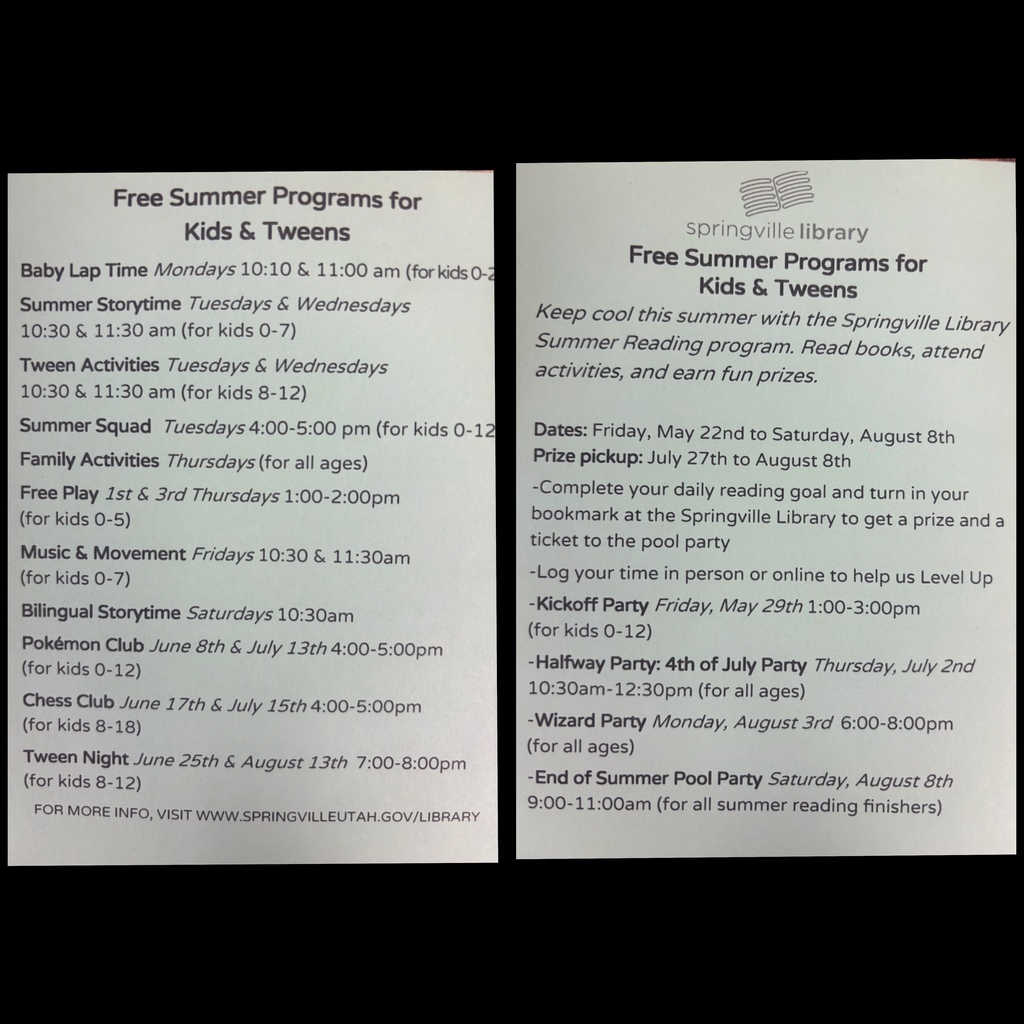 Springville Summer Reading Program