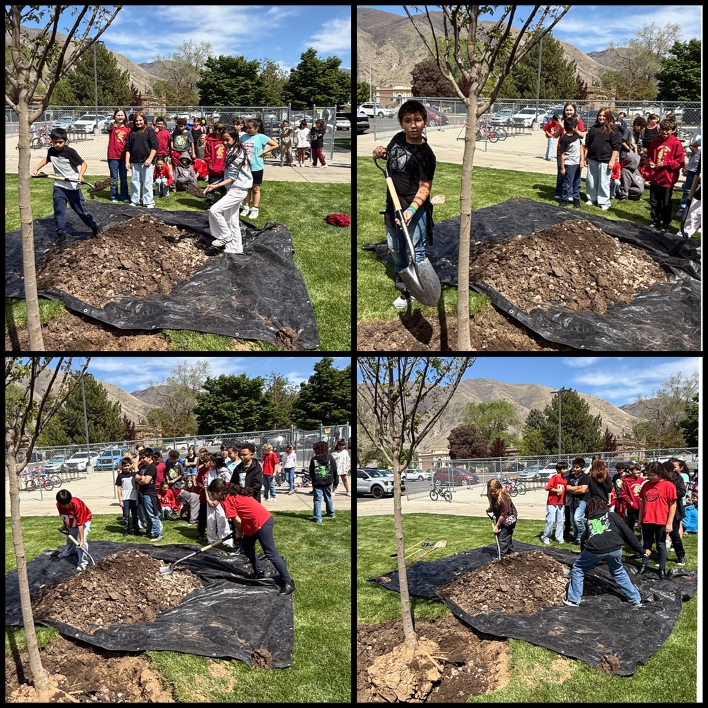 4th Graders planting trees for Arbor Day