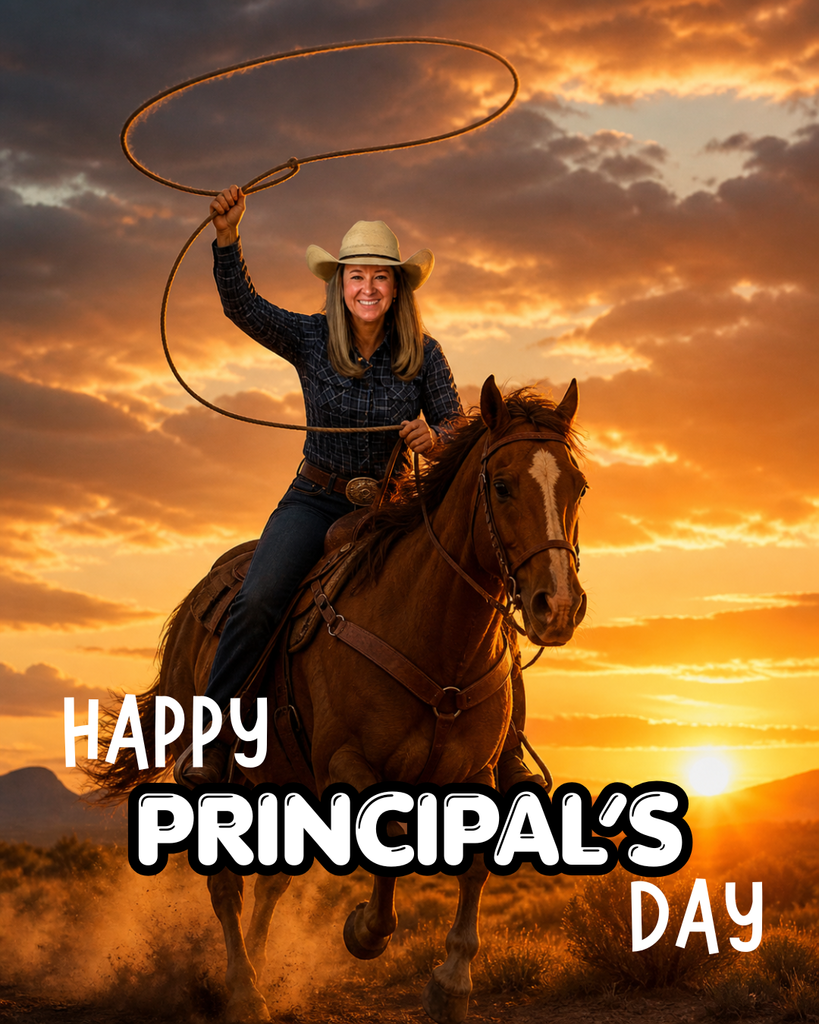 picture of principal on a horse