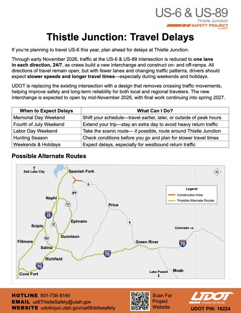 Thistle Junction Travel Delays Flyer