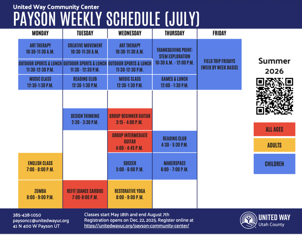 United Way Summer Schedule