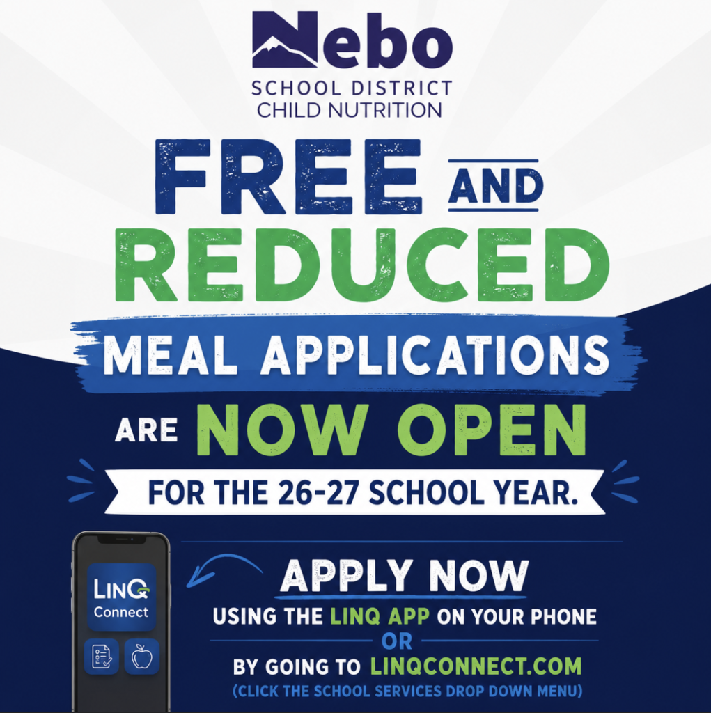 Flyer for Free and Reduced Lunch Applications with instructions on how to get to the application