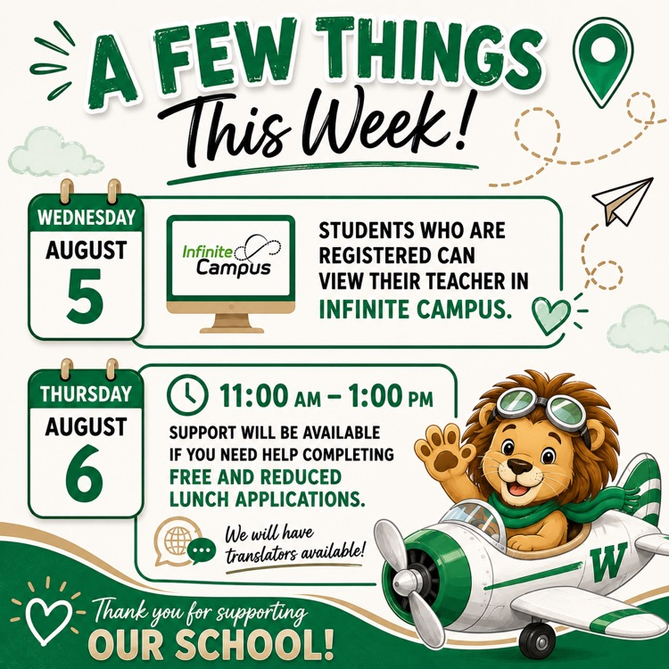 a few things happening this week- see teachers and free and reduced help 