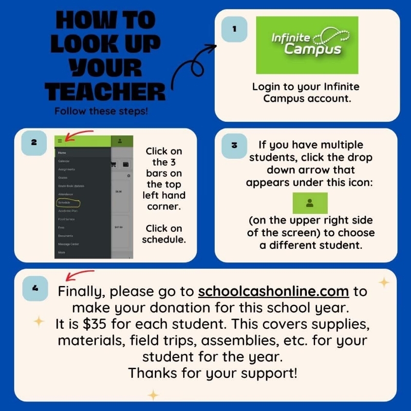 icampus instructions for schedule and teacher information