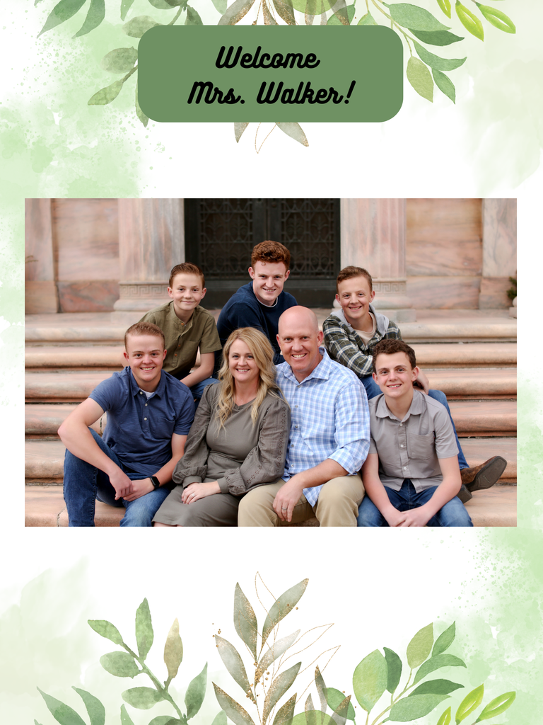 Mrs. Walker with her husband and five boys