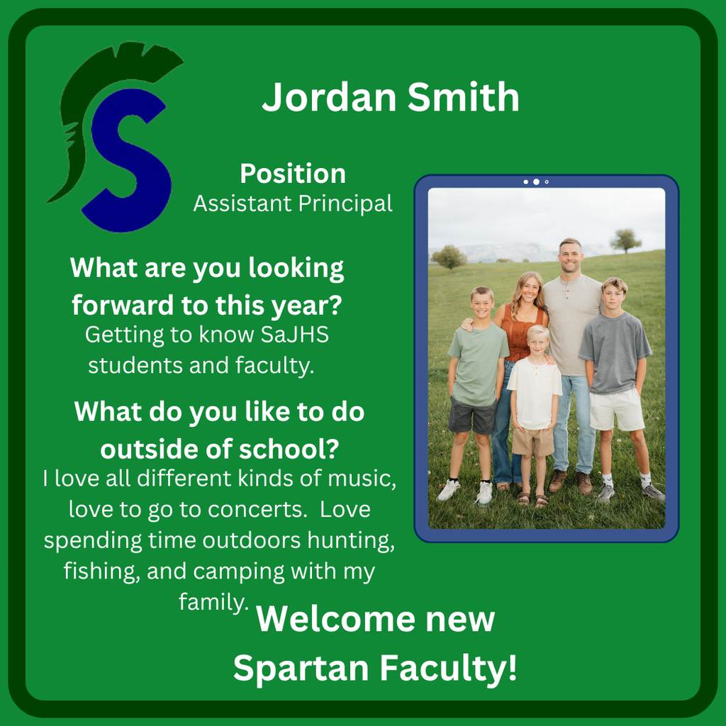 New Spartan Faculty Jordan Smith Asisstant principal