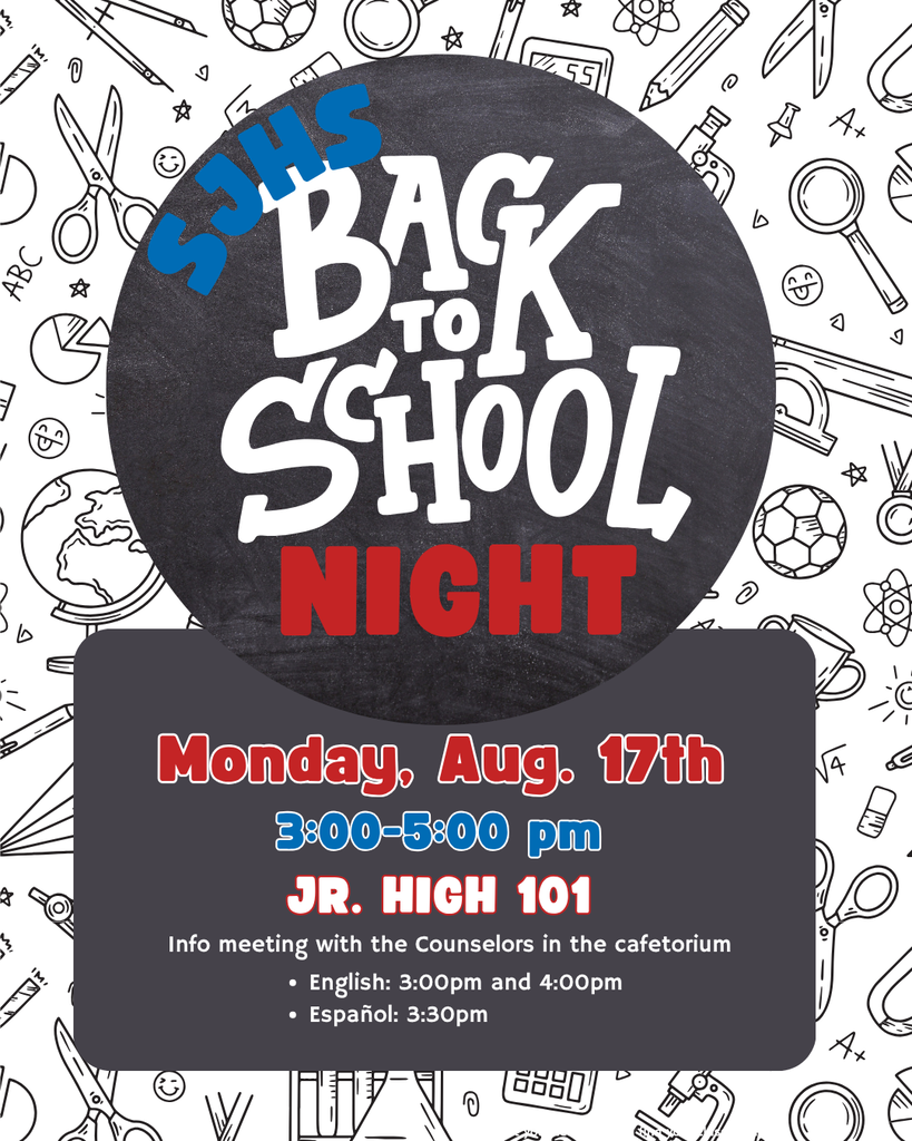 Back to school night, Monday August 17 from 3-5