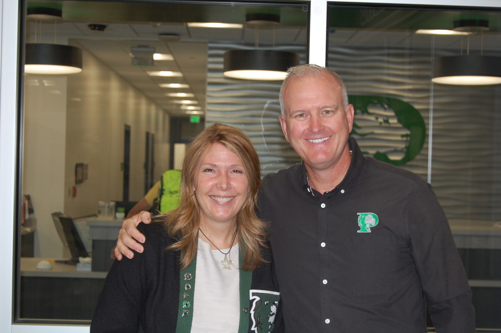 Principal Sorenson and teaching welcoming students