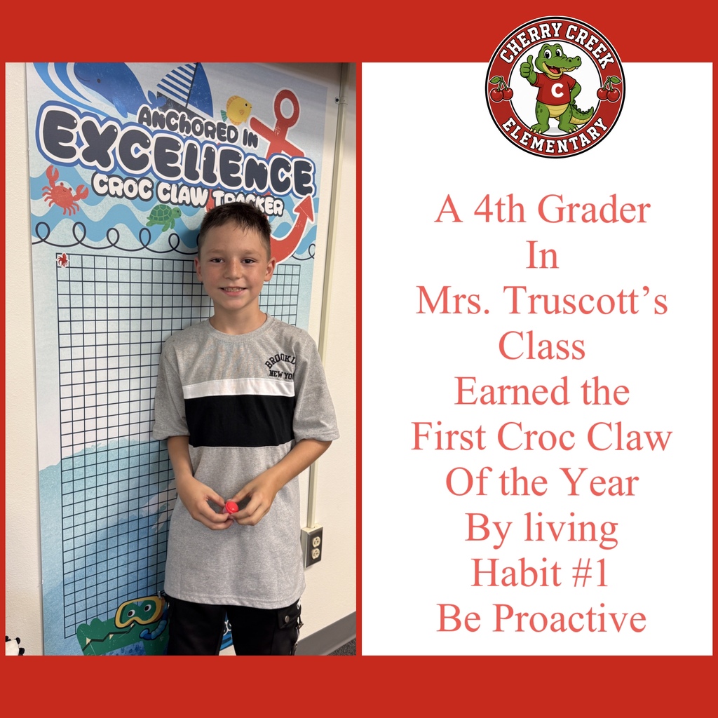 A 4th Grader is awarded the 1st Croc Claw of the Year