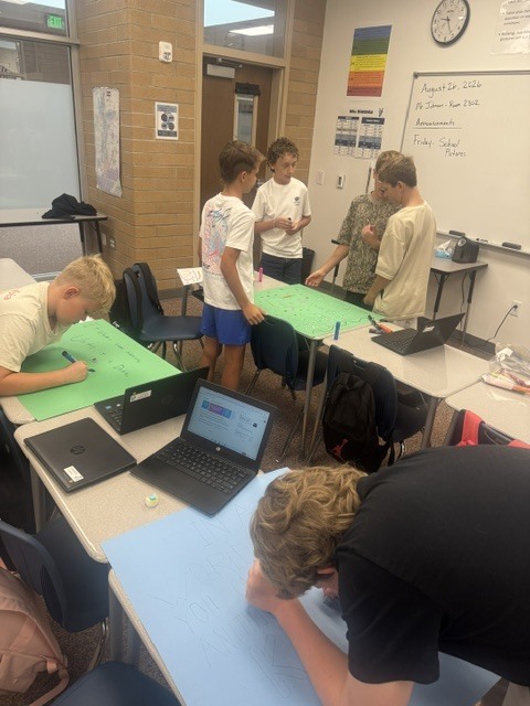 Leadership class making posters