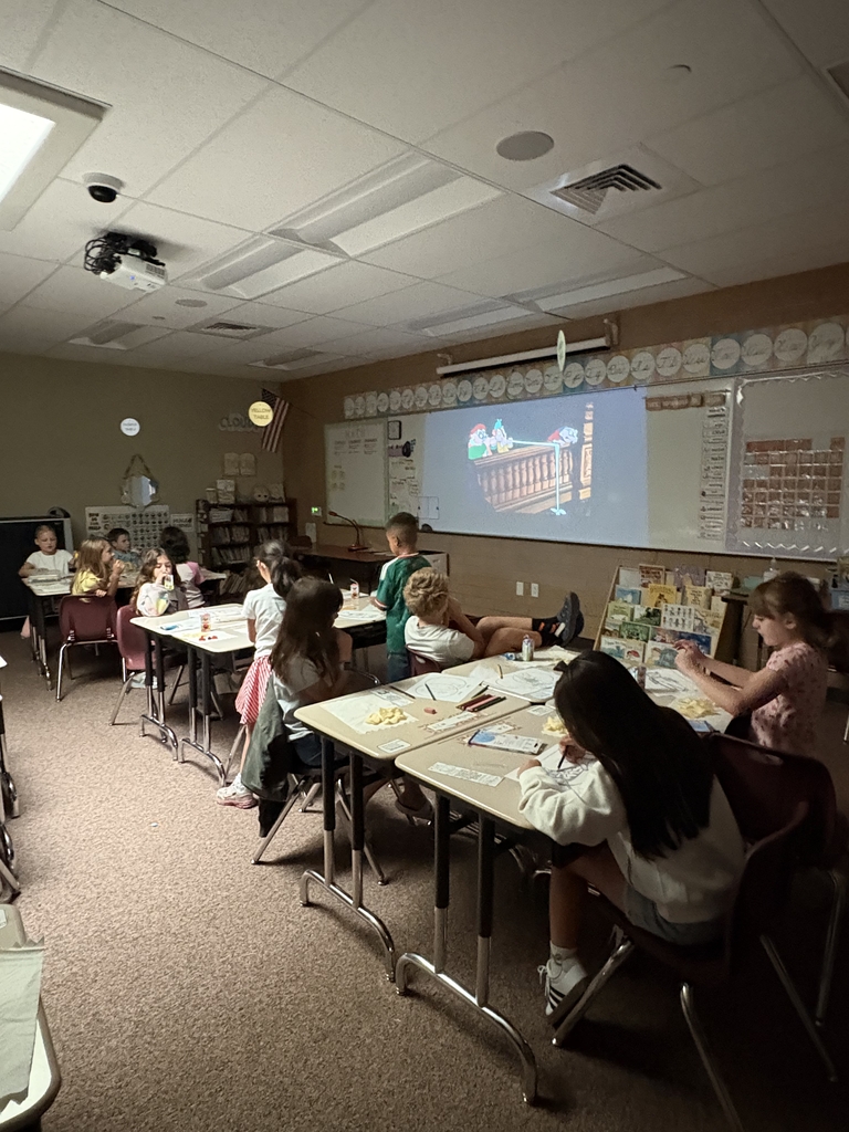 students watching a movie