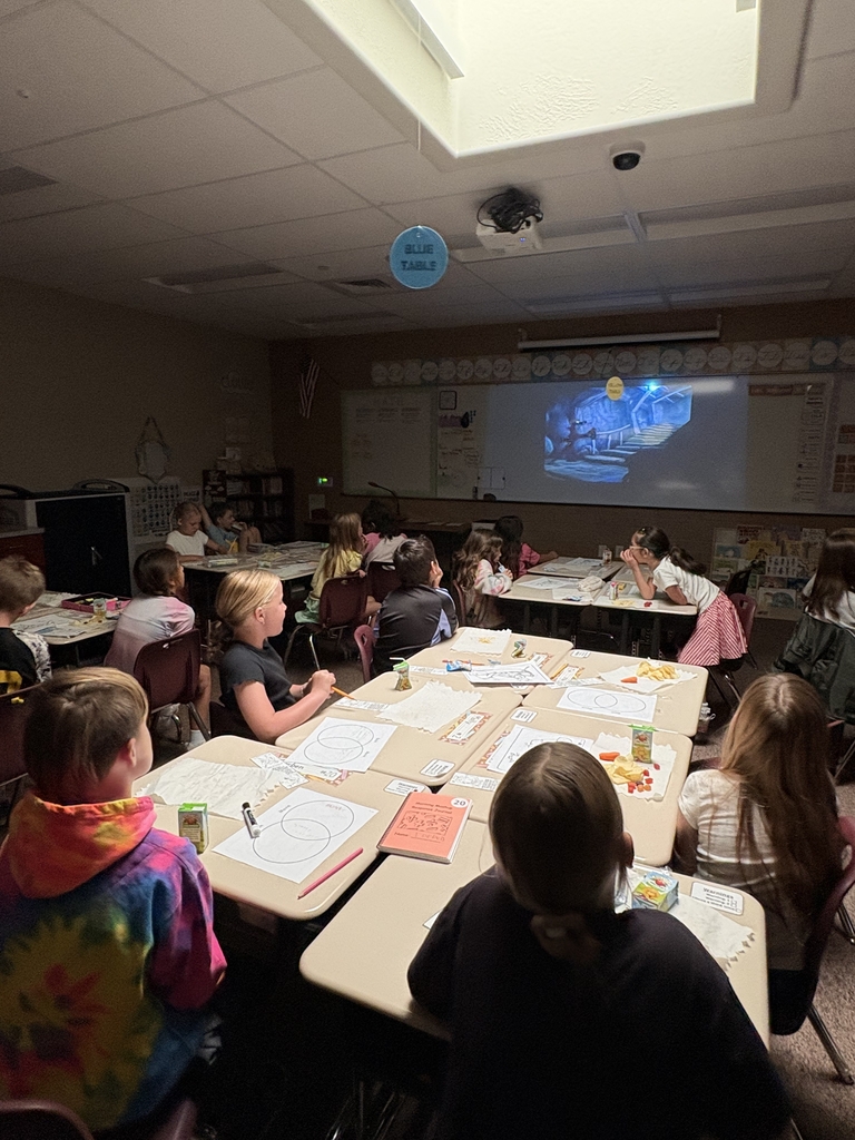 students watching a movie