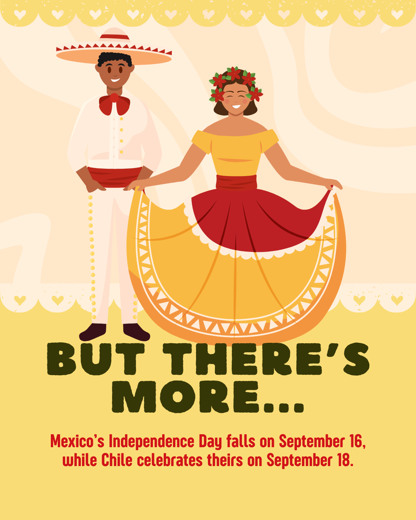 Mexico's Independence Day falls on September 16 while Chile celebrates theirs on September 18.