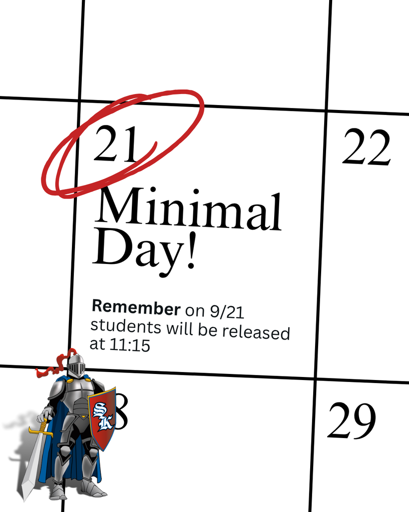 Minimal Day on Monday. Students released at 11:15.