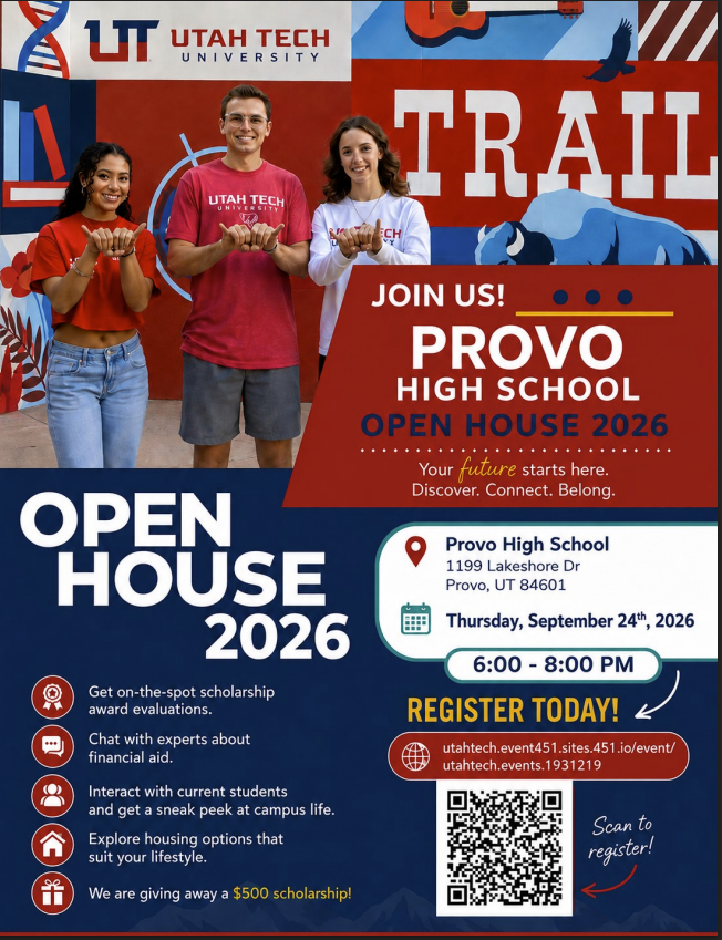 UT Tech open house is September 24 at Provo High School.