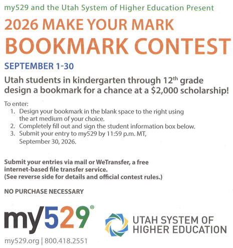 Bookmark contest sponsored by My529 now through 9/30.