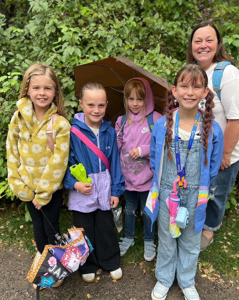 group of students and parents outside 
