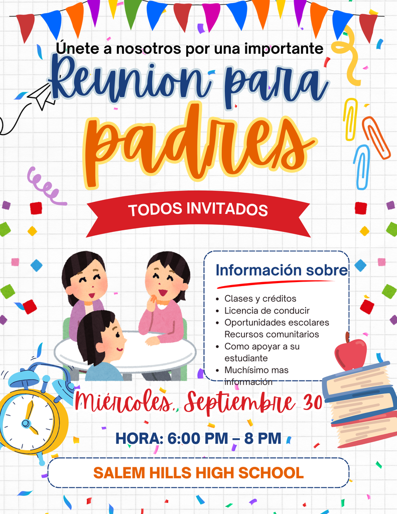 Latino Parents Night is September 30.