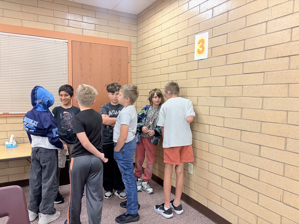 Students participating in a Falcon Flight lesson by playing Four Corners, talking with classmates, and building connections with other Falcons.