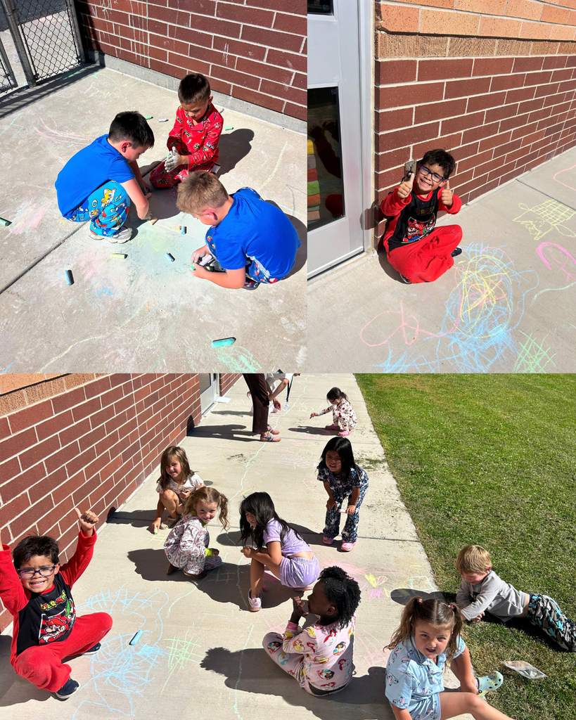 students chalking outside