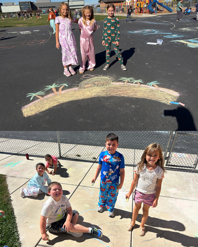 students chalking outside