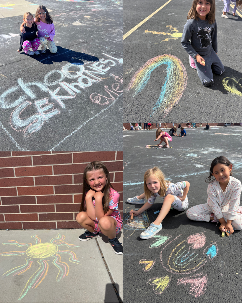 students chalking outside