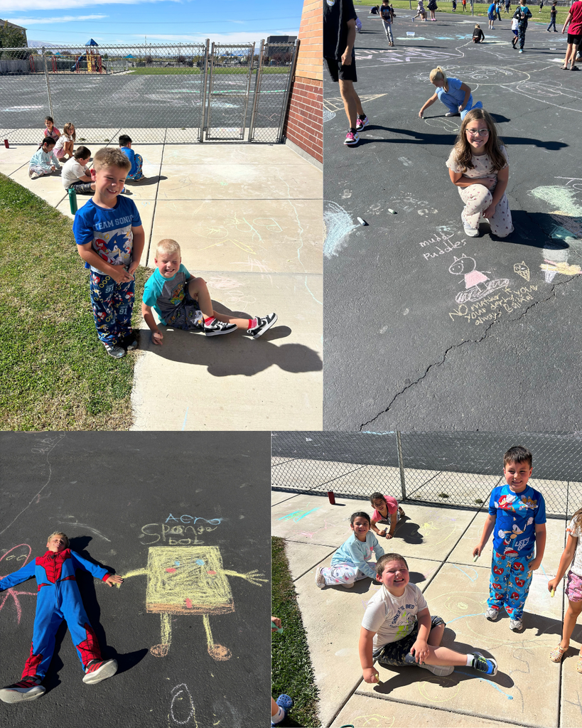 students chalking outside