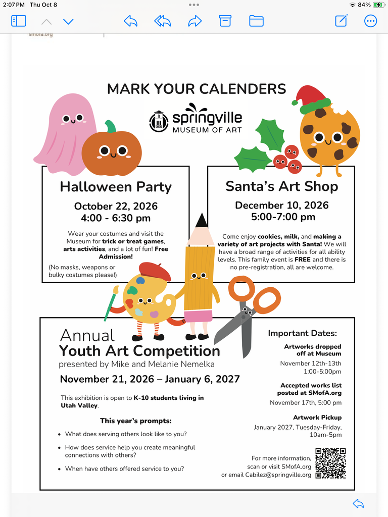 Upcoming Activities Sponsored by the Springville Museum of Art