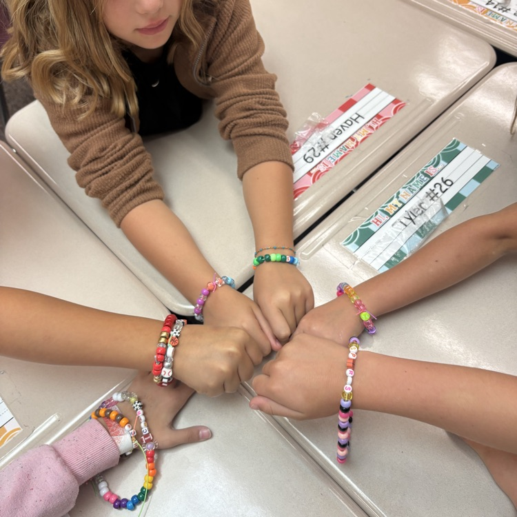 Mrs. Esplin’s class making friendship bracelets.