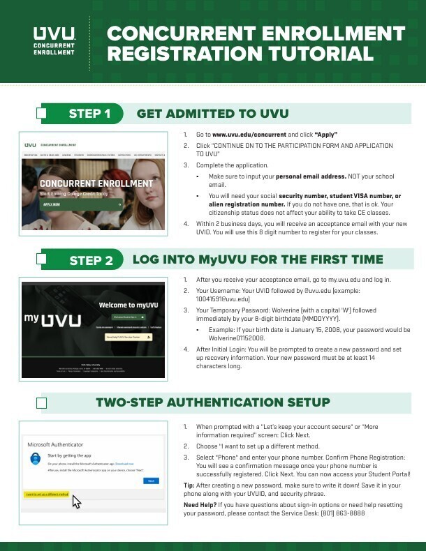 UVU Concurrent Enrollment Spring 2026