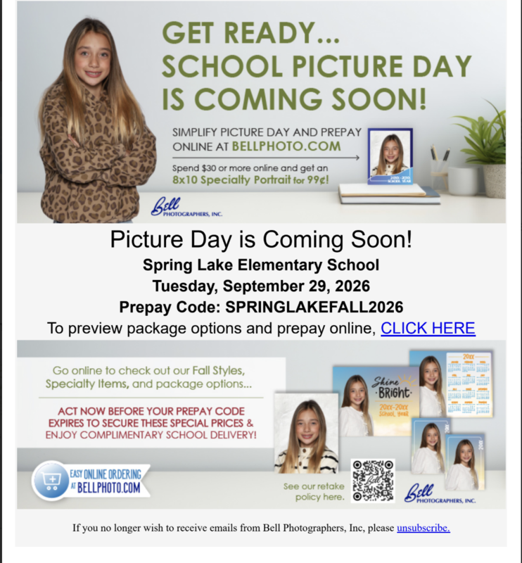 Flyer for picture day on September 29th