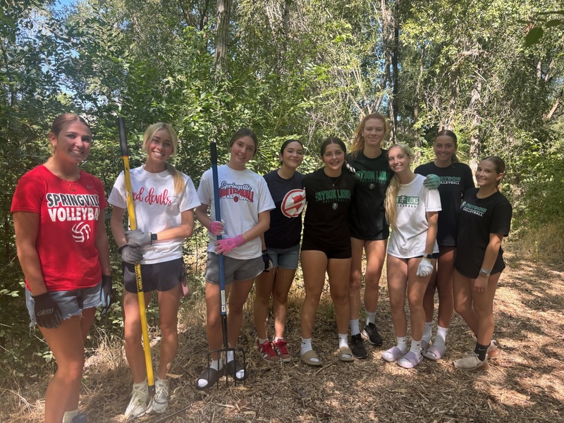 students cleaning trails