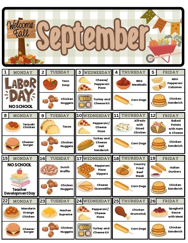 September Lunch Menu