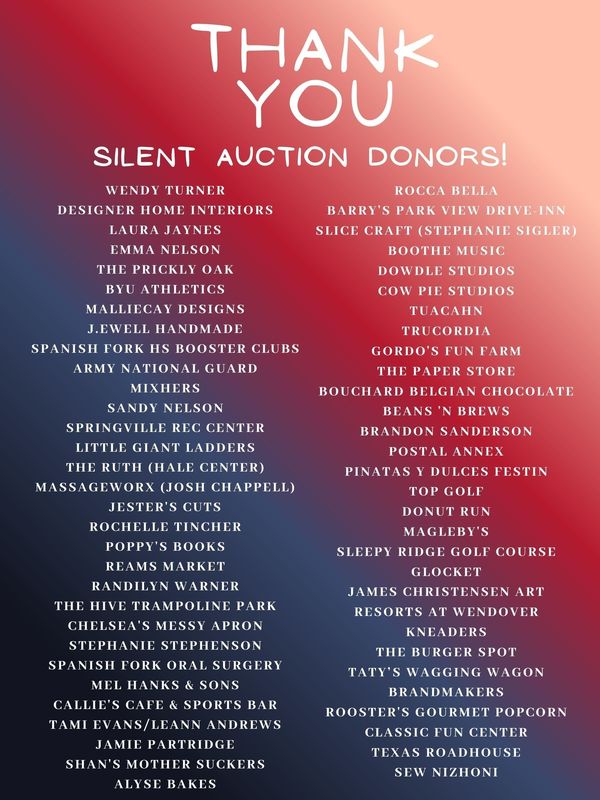 Thank you to all our Silent Auction Donors!