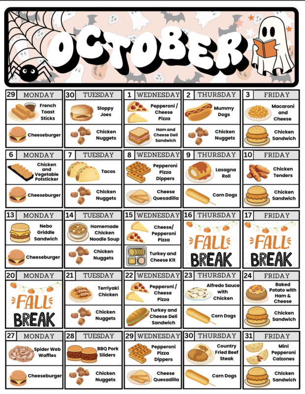 October Lunch Calendar
