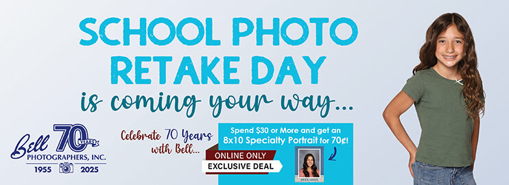 a student posing for a school picture; bell photography 70 years 