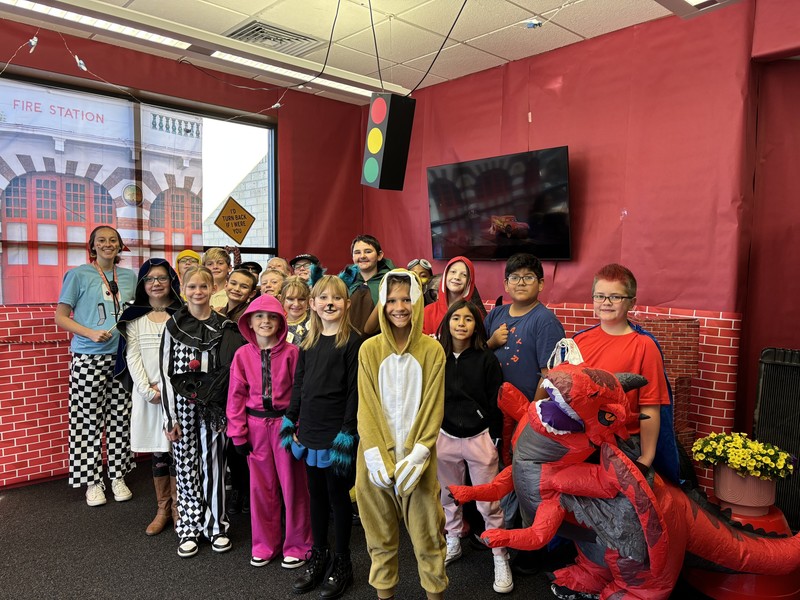 Kids in Halloween costumes