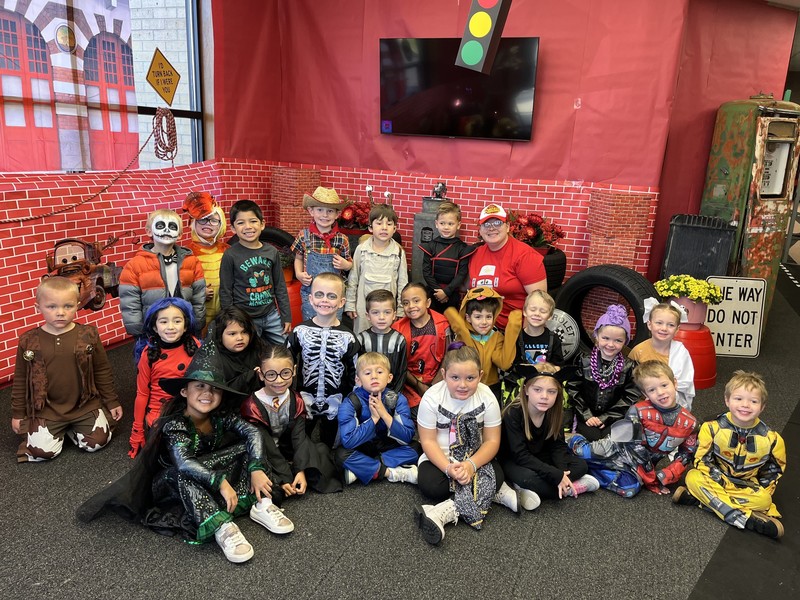 Kids in Halloween costumes