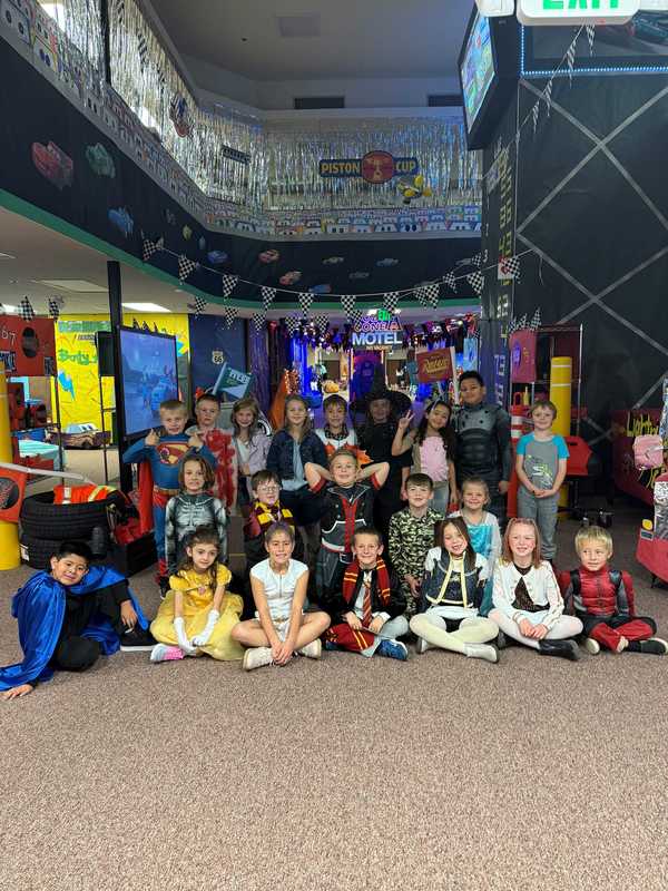 Kids in Halloween costumes