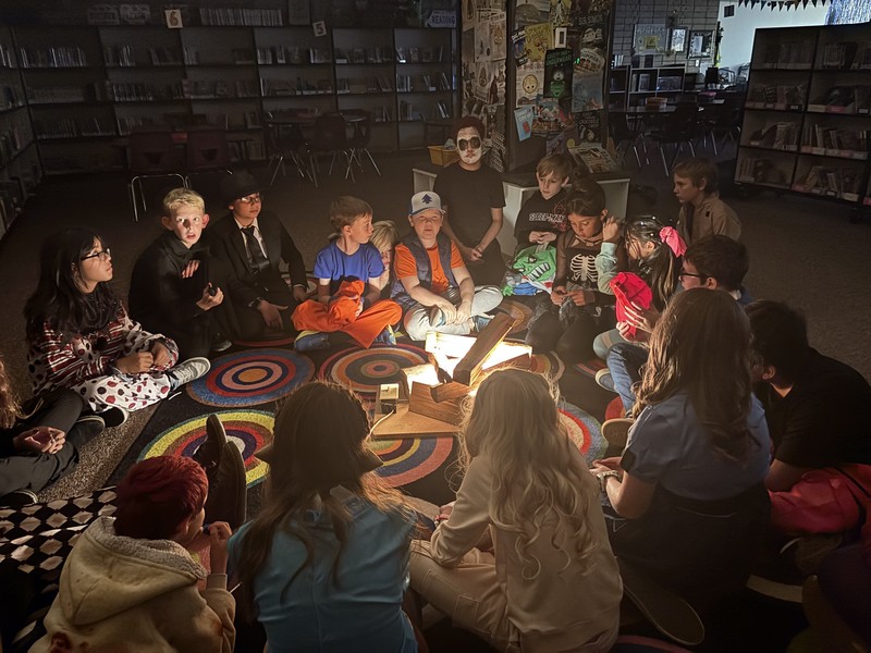 Kids in Halloween costumes