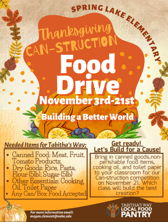 fall leaves and information about food drive - the same information is found in this article