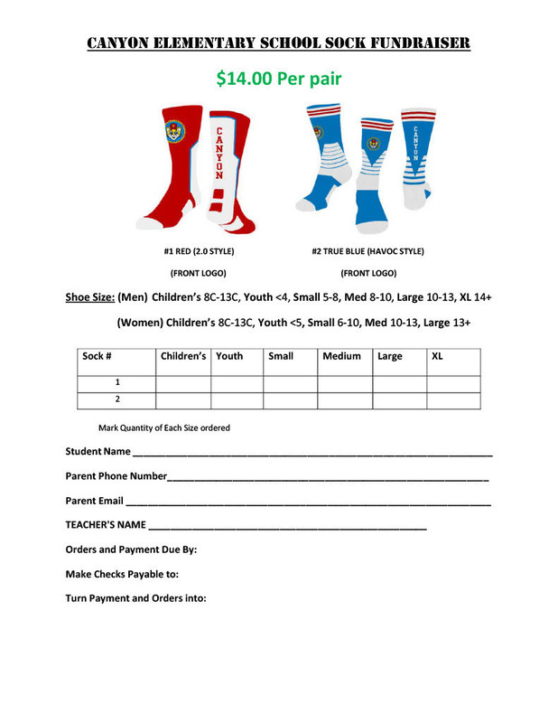 Sock fundraiser order form