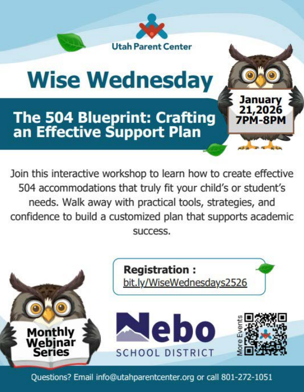 504 Blueprint Crafting and Effective Support Plan January 21, 7-8 PM. 