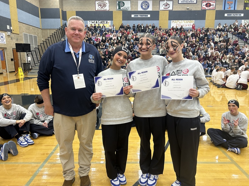 Drill girls Academic All Region with Mr. McGuire