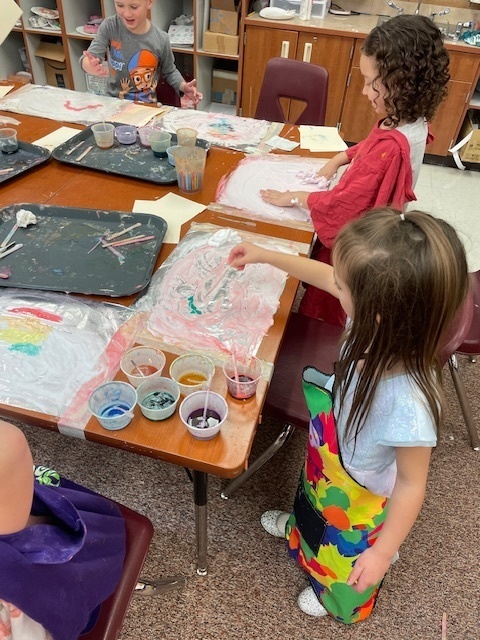 Shaving Cream fun in Art Class!