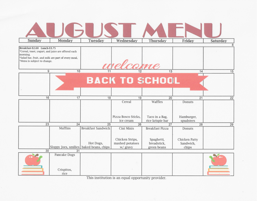 August Menu