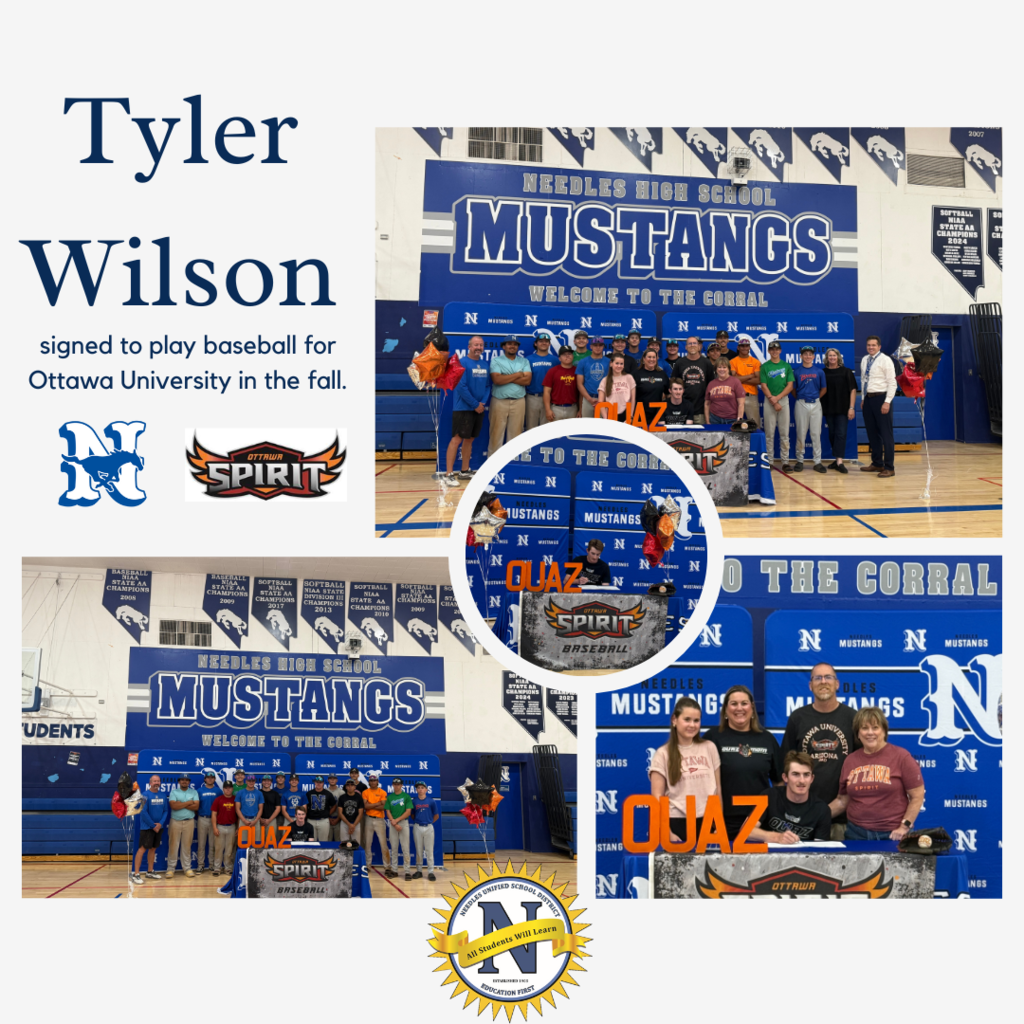 Tyler with friends and family signing his college commitment.