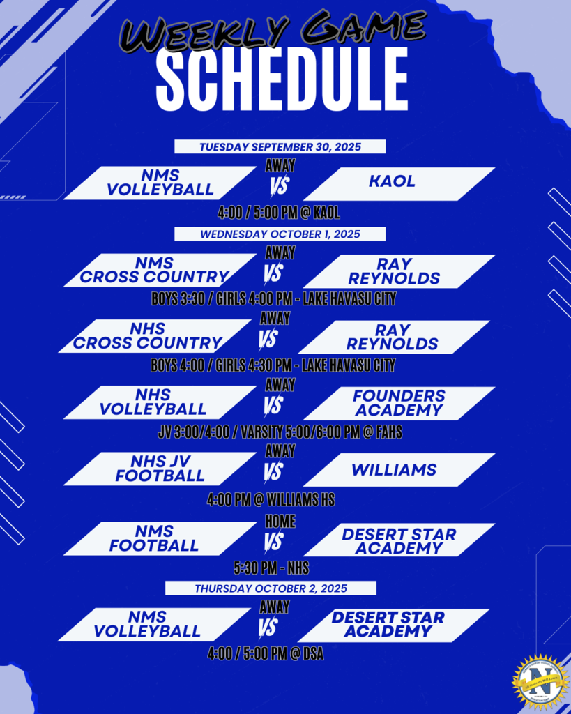 List of sporting events for the week.